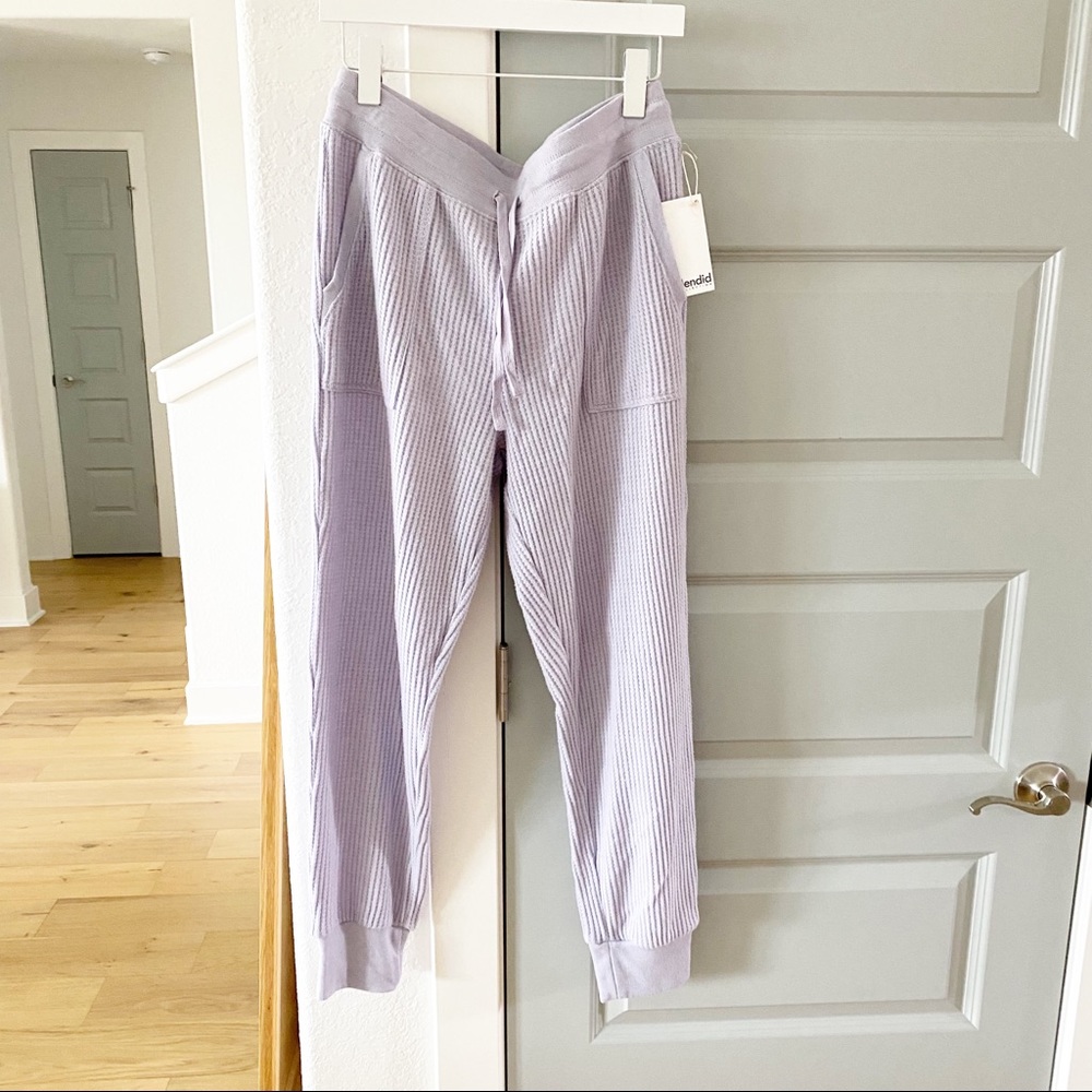 NWT Splendid Firestone Ribbed Waffle Knit Drawstring Joggers Sweatpants - Picture 3 of 6